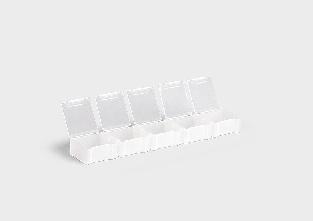 InsertSplitBox: a multiple packaging system with individual detachable units.